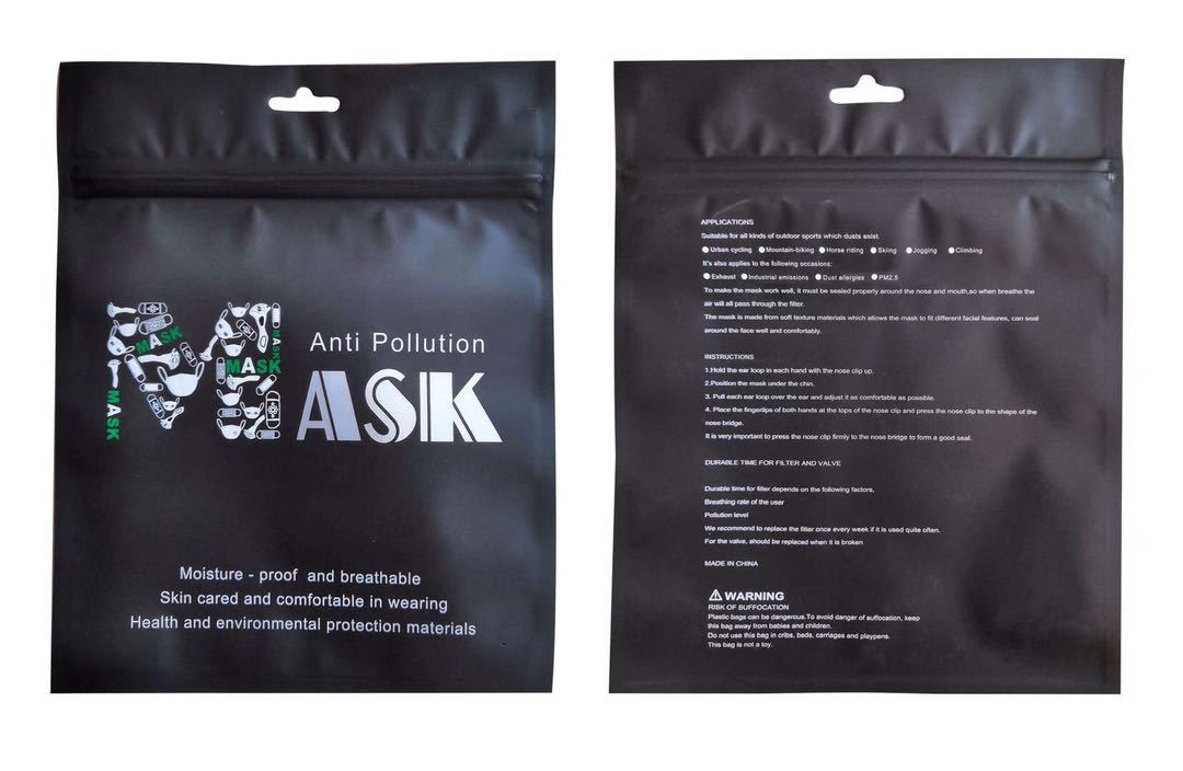 Benutzerdefinierte Logo gedruckt schwarz 3-schicht-Baumwollmaske mit Kohlefilter