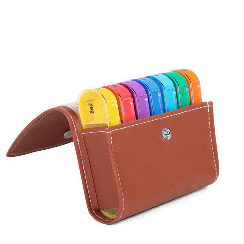 Kundenspezifischer Daily Weekly Pill Organizer mit PU-Etui