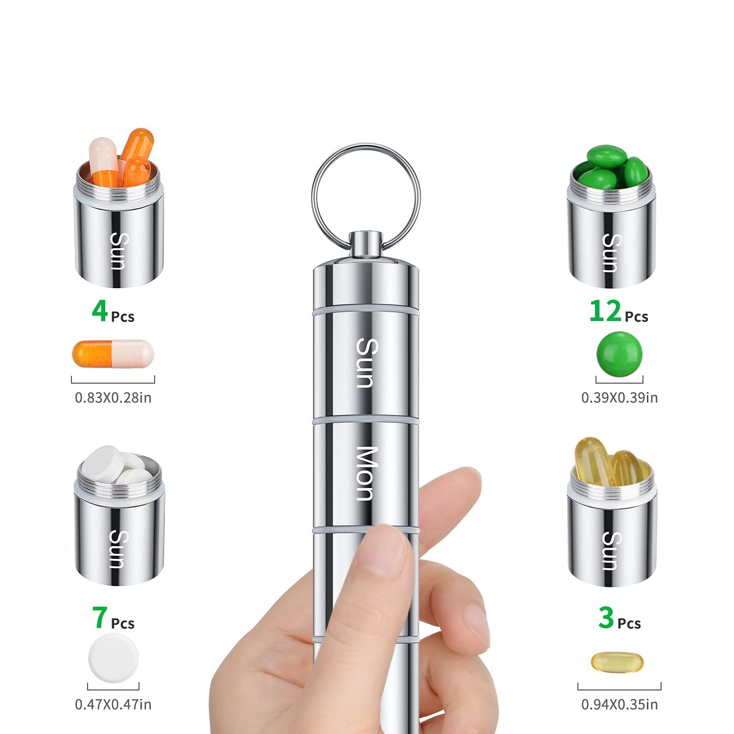 Wasserdichter tragbarer Pillenhalter aus Metall und Aluminium