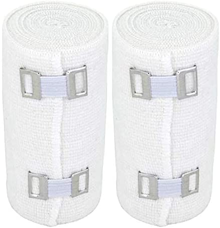 Bequeme weiße elastische Sportbandagen aus Baumwolle mit Clip