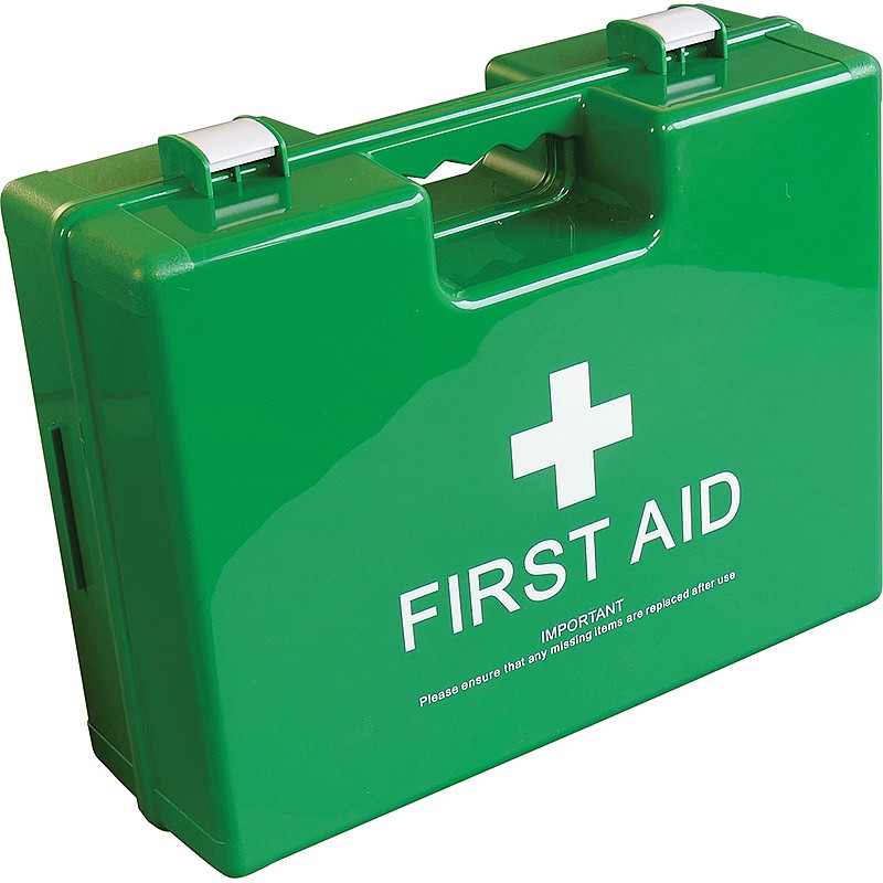 Leerer Erste-Hilfe-Kasten aus medizinischem ABS-Kunststoff mit Trennwand und Wandaufhängung