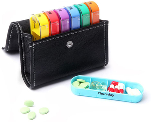 Muttertagsgeschenk Wöchentlicher Pillen-Organizer mit PU-Etui